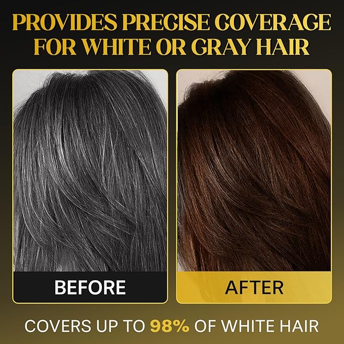 2 Pack Hair Dye Comb, Portable 2 in 1 Instant Dye Comb For Gray Hair Cover up, Waterproof and Sweat-Proof, Hair Color Concealer Stick for Women & Men (03 LIGHT BROWN)