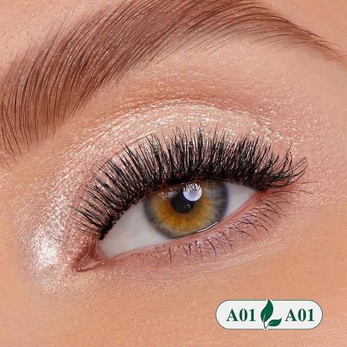 KEYYOU Daily Wear Reusable Magnetic Eyelashes 2 Pair with Applicator No Glue Needed 3D Natural Magnetic Lashes, Easy to Apply & Long Lasting for Daily Use & Events(A01+A01)