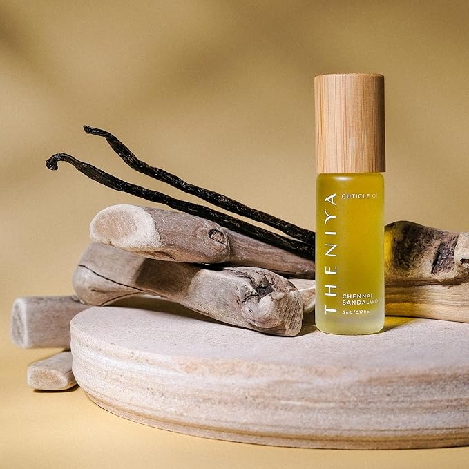 Cuticle Oil for Nail Strengthening and Growth – Hydrating, Vegan, Organic Formula with Jojoba & Vitamin E | 3 Signature Fragrances | 5mL Roll-On (0.17 Fl Oz, Sandalwood Fragrance)