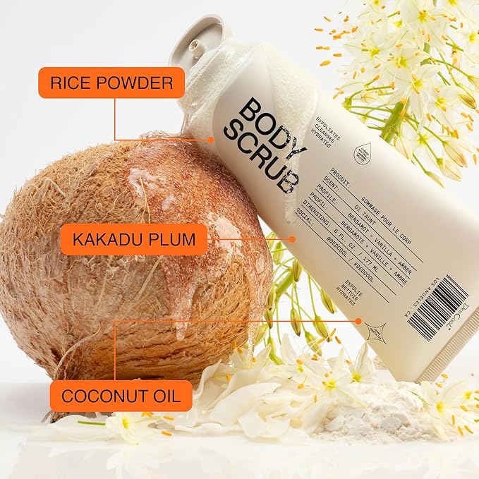 DedCool Body Scrub | Xtra Milk | Rice Powder, Kakadu Plum & Coconut Oil | Gentle Exfoliating Formula | Full Size