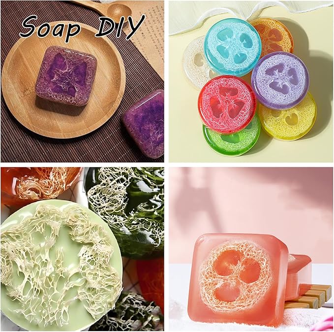 Natural Loofah Slices Cuts for Soap Making-20 Pack Organic Luffa Loofa Sponges for Soap Holder Handmade DIY Loofa Pet Toy Loofahs