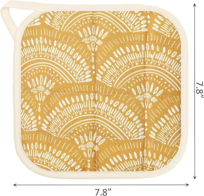6 Pack Pot Holders 100% Cotton Heat Resistant Potholder, Machine Washable Pot Holder, Hot Pads, Table Pads for Cooking Baking (M)