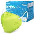Akgk KN95 Face Mask 50 PCS, Breathable Protection 5-Ply Green Masks, Cup Dust Safety