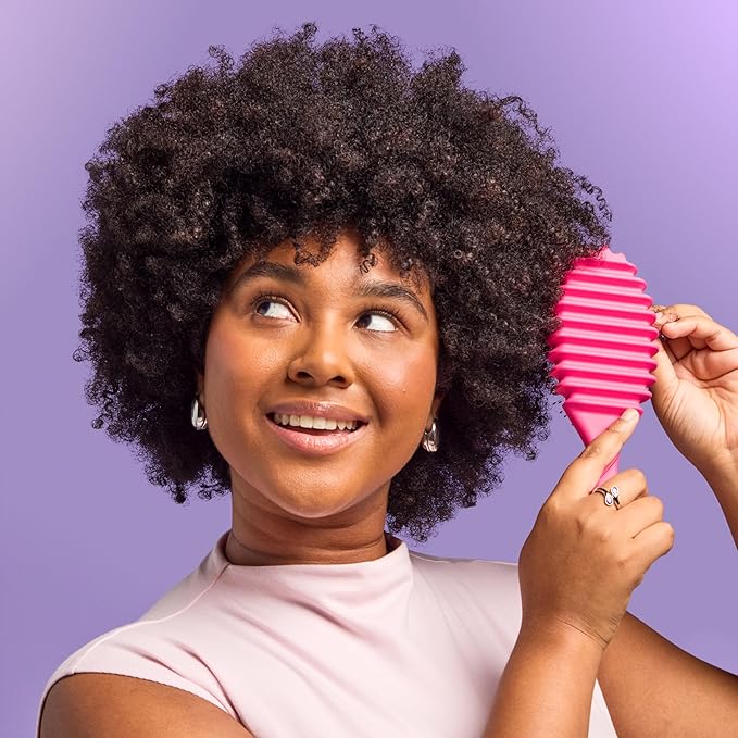 Wet Brush Curl Shaper Detangler Brush, Pink, Curl Defining for Curly and Coily Hair Types, IntelliFlex Bristles Detangle for Frizz-Free Shaping, Made for Women, Men & Kids