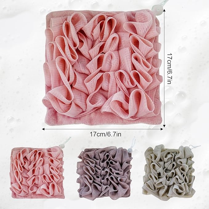 3 Pcs Soap Bar Loofah, 2 in 1 Bar Soap Loofah Pouch Can Hold Soap Effective Exfoliation for Bathing (Khaki + Coffee + Pink)