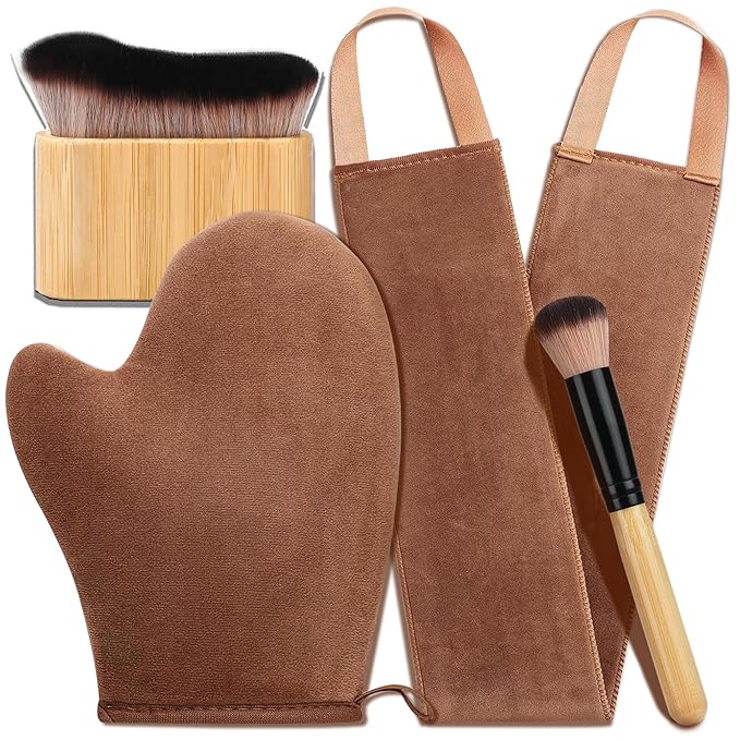 4 in 1 Luxury Velvet Tanning Mitt Self Tanning Mitt Applicator Self Tanner Brush Self Tanner Back Applicator Self Tanner Mitt Tanning Brush Tanning Glove