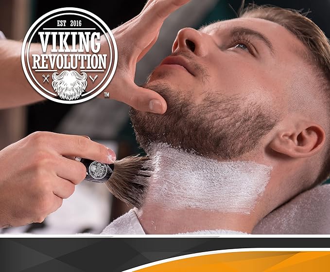 Viking Revolution Badger Hair Shaving Brush- Shave Brush for Wet Shave Using Shaving Cream & Soap- Best Shave of Your Life for Safety Razor, Double Edge Razor, Straight Razor or Shaving Razor