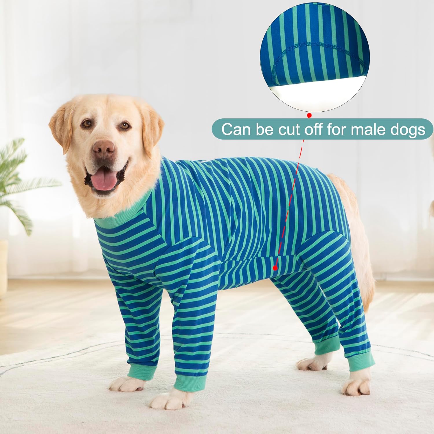 Yeapeeto Dog Onesie Surgery Recovery Suit for Large Medium Bodysuit Dogs Pajamas PJS Full Body for Shedding, Prevent Licking, Wound Protection, Cone Alternative… (Blue Green, 2XL)