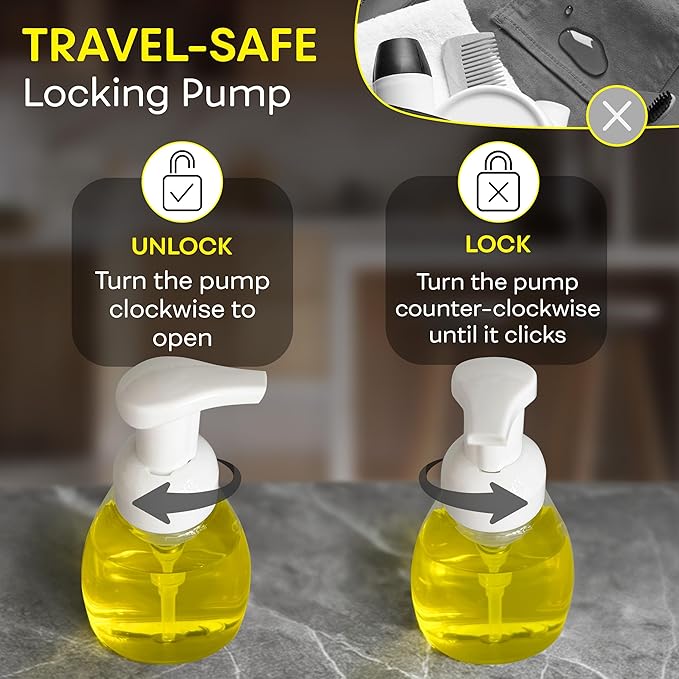 BRIGHTFROM Foaming Soap Dispenser Pump Bottles, BPA Free Empty Refillable Plastic Container for Liquid Soap - Kitchen, Bathroom, Commercial - 8oz (250ml) Pack of 3, Clear