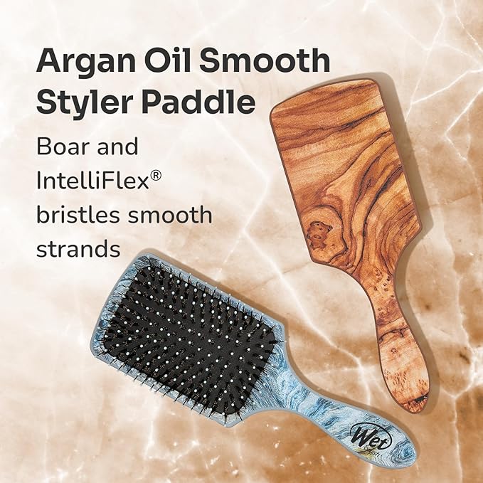 Wet Brush Paddle Hair Brush,Traditional Wood-Ultra-Soft IntelliFlexDetangling Bristles with AquaVentDesignForSpreading HairTreatmentsEvenly-Pain-Free Hair Brush For Women & Men,Shine Traditional Wood