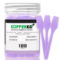 Mini Face Spatula (2.5", 100 Pack) - Small Foundation Spatula for Skincare, Creams, & Crafts | Plastic Face Lotion Applicator Tool for Mixing, Cosmetic, Face Mask | Purple