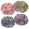 4 PCS Shower Caps for Women, Elastic and Reusable Bath Caps, Double Waterproof Layers Shower Cap, Bathing Shower Caps, Environmental Protection Hair Bath Hat - Printed Color