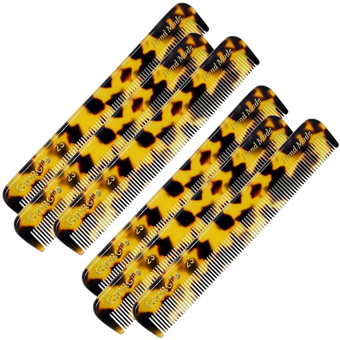 Giorgio G23 Handmade Fine Tooth Pocket Comb for Men, Mustache and Beard Comb for Men, Travel Combs for Everyday Grooming or Styling Hair, Saw Cut and Hand Polished (4.6")