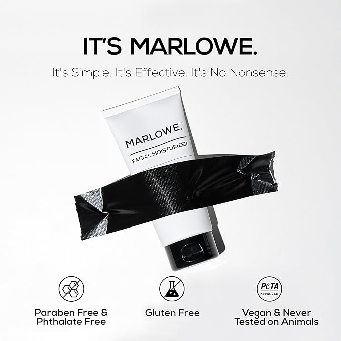 MARLOWE. No. 123 Facial Moisturizer for Men, 6 oz, Daily Face Lotion with Aloe Vera & Green Tea Extract, Hydrates, Nourishes, Restores & Soothes, Lightweight, Non-Greasy, Fresh Aloe Citron Scent