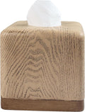 Hymmah Wooden Texture Square Tissue Box Cover Cube Tissue Holder Unique Design Klenex Box Dispenser for Bathroom Vanity Counter Tops Also Great for Bedrooms and Living Rooms