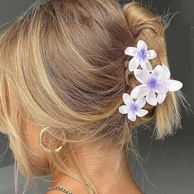 4PCS Flower Hair Claw Clips - Non-Slip Glitter Claws for Thick or Thin Hair, Strong Hold Hair Accessories for Women and Girls