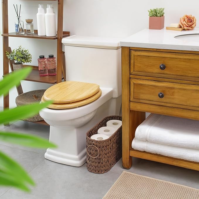 GRANNY SAYS Toilet Paper Storage, Toilet Paper Basket for Bathroom, 6 Mega Rolls Holder with Storage, Waterproof Bathroom Storage Baskets, Brown