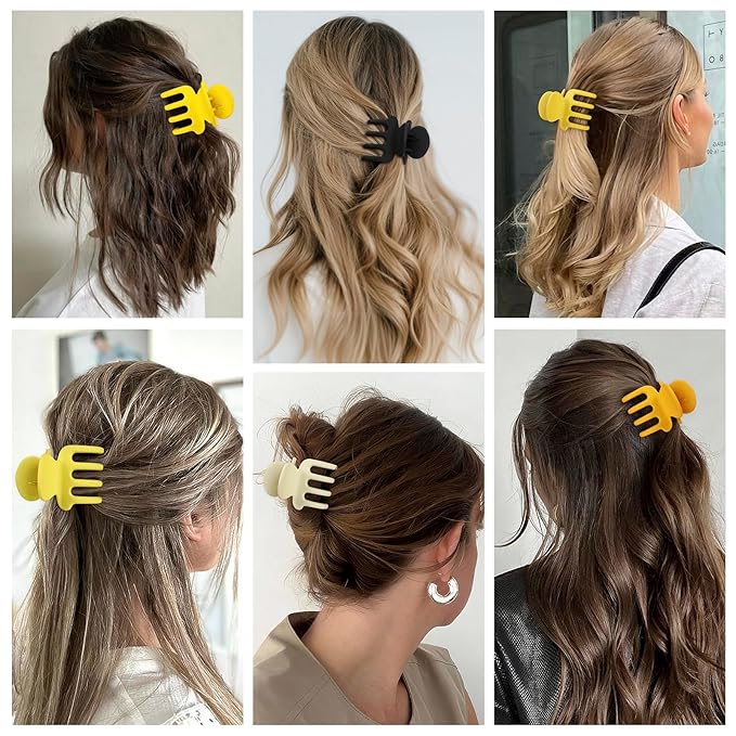 6 Pcs Hair Clips Small Claw Clips for Thin Hair Medium Matte Non-slip Hair Accessories for Women and Girls (Yellow)