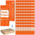 300 Pcs 60 Pack Body Wipes for Adults Bathing No Rinse Individually Wrapped Shower Wipes Washcloth with Aloe Cleansing Body Wash Cloths Disposable Bulk Deodorant Homeless(Orange Background)