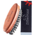 ZilberHaar Pocket Mustache and Beard Brush - Stiff Boar Bristles Small Brush - Perfect Beard Grooming Tool - Relieves beard itch - Short and Medium - Made in Europe