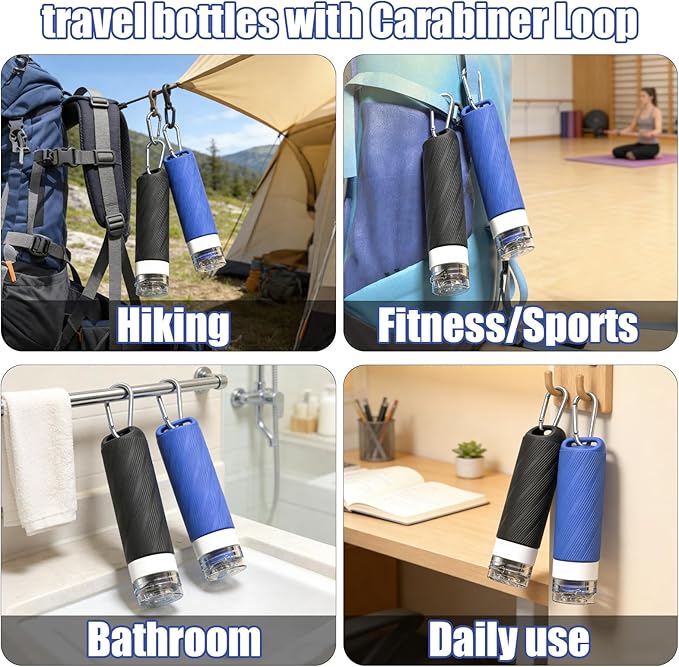 26 Pieces Travel Size Toiletries Bottles Set, Tsa Approved Leakproof Refillable Travel Bottles with Hanging hole design, Silicone Material, Suitable for Shampoo, Conditioner, and Body Lotion