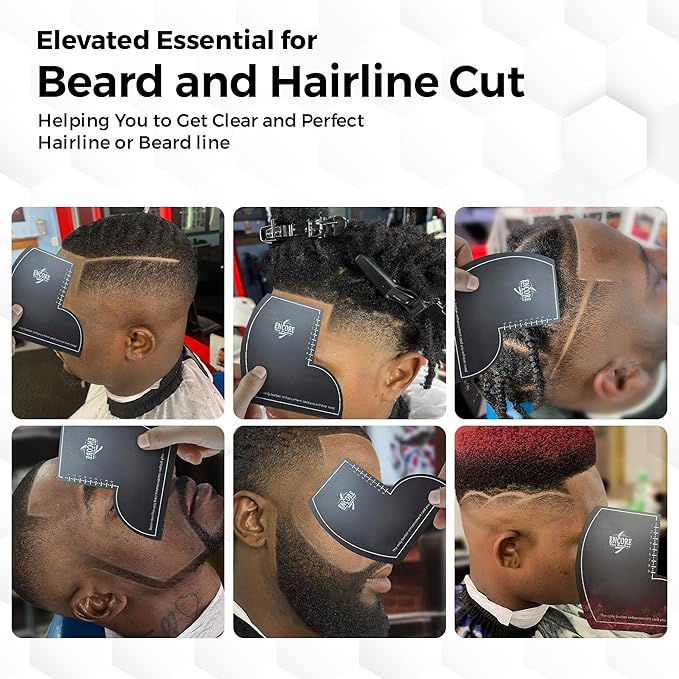 Enhancement Card (Black) | for barbers | crispy lines | hairline repair | Beard lineup | Outline shapeup tool | Design ruler | fiber application guide | waterproof