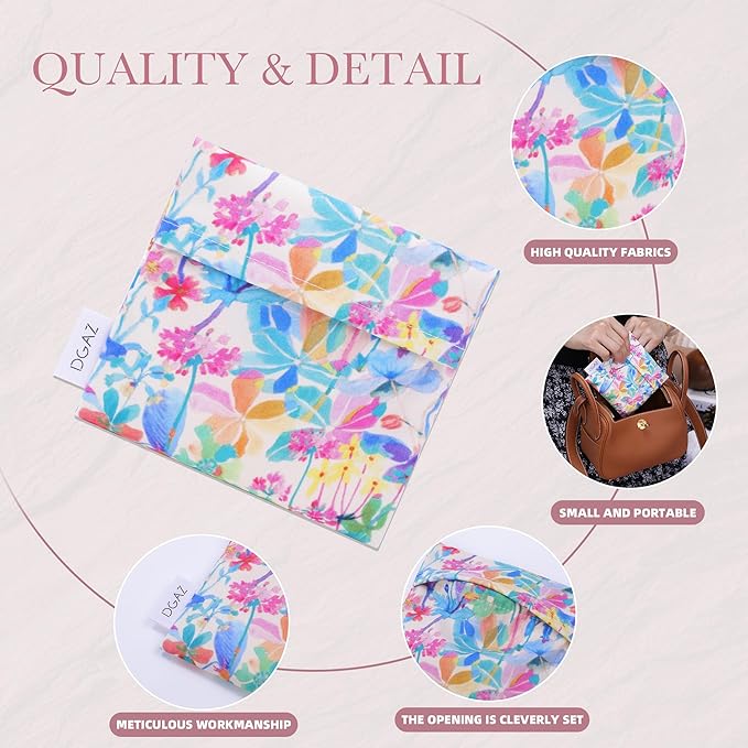 DGAZ Sanitary Napkin Storage Bag, Period Bag for Teen Aged Girls, Portable Period Bag for Panty Liners/Menstrual Cup/Small Tampons，Mini Makeup Bag for Purse(Emerald White)