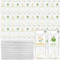 Timgle 50 Pcs Moist Towelettes Individually Wrapped Scented Disposable Face Towels Essential Oil Infused Moist Terry Cotton Towel for Use Hot or Cold Travel Body Spa(Sage, Chamomile)