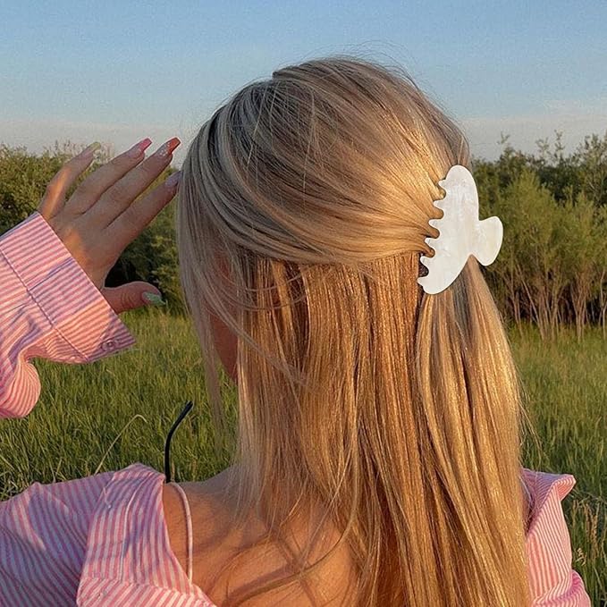 2 Pack Hair Claw Clips for Women Acrylic Claw Clips for Thick Hair Non-slip Clip for Hair Large Claws Hair Accessories for Women Girls（Black&White）