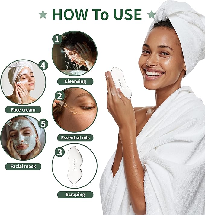 Stainless Steel Gua Sha Facial Tools Metal GuaSha Tool for Face Neck, Detailer Gua Sha Lymphatic Drainage Reduce Wrinkles Face Massage Tool, Gift for Women