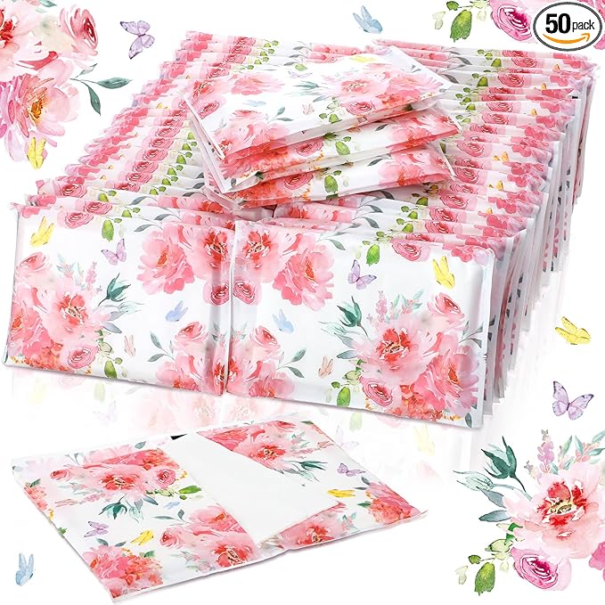 Geyee 50 Packs Tissue Travel Size Facial Paper Napkins Travel Packs Disposable Pocket Tissues for Wedding Guest Traveling School Purse Home Supplies, 500 Sheets 3 Ply(Spring Floral)