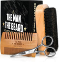 Grooming Gifts for Men - Beard Kit Grooming and Care with Brush, Comb, Scissors & Storage Bag - Anniversary Retirement Birthday Gifts for Men Dad Grandpa, Husband Birthday Gift Ideas