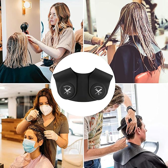 Black Large Hair Cutting Collar, Silicone Weighted Hair Dye Collar, Silicone Haircut Guard Shield, Rubber Neck Wrap, Barber Shop Hair Cutting Pad for Salon Hairdressing Hair Coloring