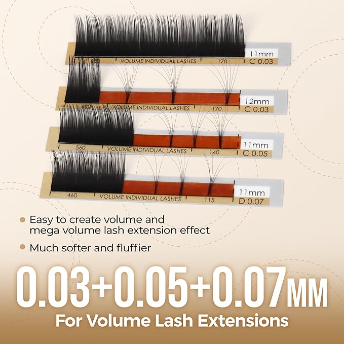 LASHVIEW Eyelash Extensions, C Curl 8-15mm Mixed 0.15 Classic Lashes, Classic Individual Lash Extensions, Professional Lash Trays for Lash Extensions