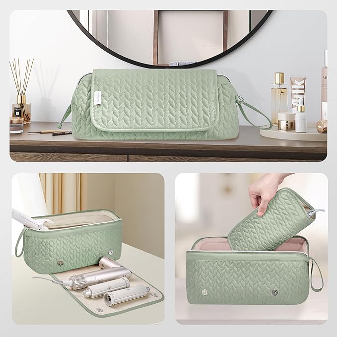 Hair Tools Travel Bag Heat Resistant Mat Case Hot Tools Straightener, Curling Iron,Hair Dryers,Haircare Accessories Travel Essentials For Women 2 in 1 Organizer Bags (Sage Green)