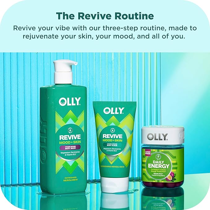 OLLY Body Wash & Body Scrub Mini pack 4 Count Hydrate & Repair Skin Barrier 3 oz