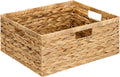 GRANNY SAYS Wicker Baskets with Handles, Large Wicker Storage Baskets for Shelves, Water Hyacinth Woven Basket, Decorative Basket for Pantry, 1-Pack