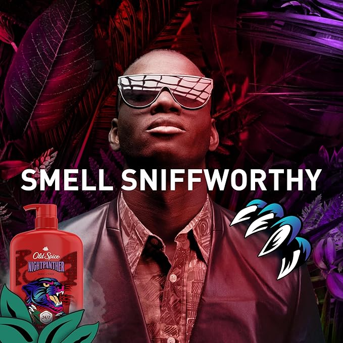Old Spice Cleansing Body Wash for Men,3X Defense,24/7 Shower Fresh with Lasting Scent,2-in-1 Body & Face Wash,NightPanther with Rich Warm Scent,33.4 oz,(Pack of 4)