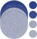 SHACOS 10 Inches Trivets for Hot Dishes, 4 Pieces Cotton Trivets Mats for Kitchen, Hot Pads for Countertops and Table, Heat-Resistant Pot Holders for Hot Pots and Pans(Deep Blue, 4pcs)