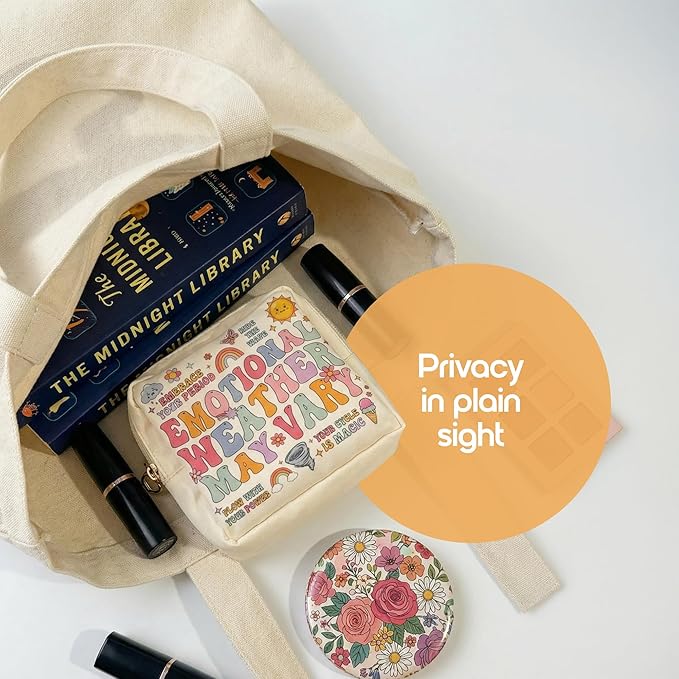 Primo Lines Period Bag – Compact Discreet Tampons & Pad Pouch with Waterproof Lining, Cute & Stylish Period Pouches