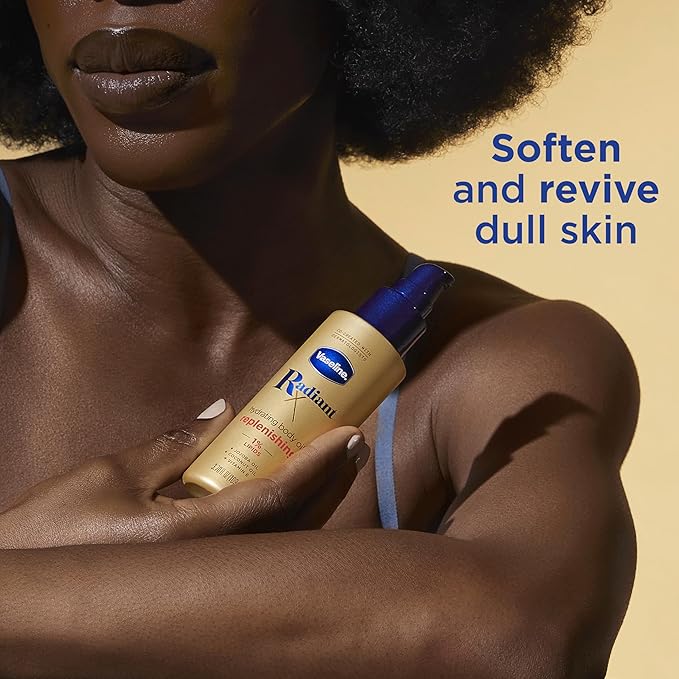 Vaseline Radiant X Replenishing and Hydrating Body Oil with 1% Lipids,Jojoba Oil,Coconut-Oil,& Vitamin E 3.7 oz,(Pack of 2)