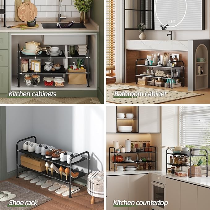 NETEL Adjustable Under Sink Organizers and Storage,Expandable Cabinet Storage Shelf