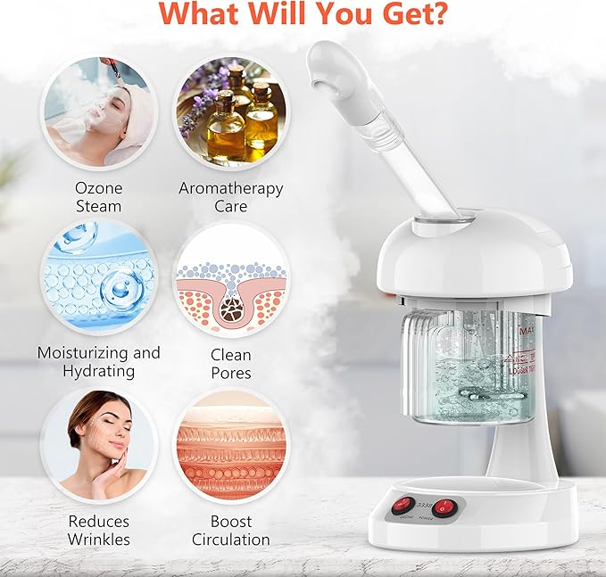 Facial Steamer - TASALON Ozone Face Steamer for Facial Deep Cleaning, Portable Facial Steamer with Removable Water Tank, Nano Ionic Face Steamer for Home Salon Spa or Personal Care