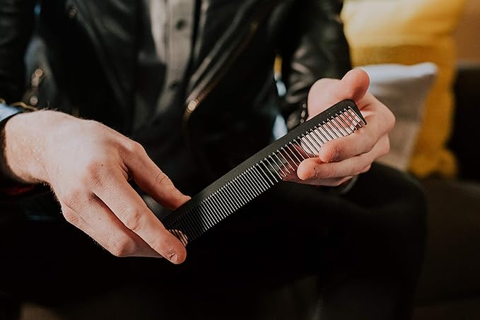 Chicago Comb Model 6 Carbon Fiber, 7 inches (17.8 cm) long, anti-static, graphite black, made in USA