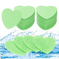uxcell 120 Count Compressed Facial Sponges Heart-Shaped Face Cleansing Sponges Pads for Daily Skincare Routines at Home, Kitchen, Travel, Green