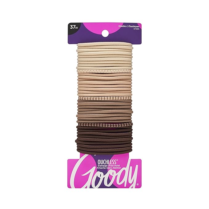 Goody Ouchless Hair Elastics – No Pull, No Breakage, Tangle-Free Hold for Thick, Curly, Coily & Textured Hair – 37 Count, Blonde, Long-Lasting Ponytail Holders for Women & Men