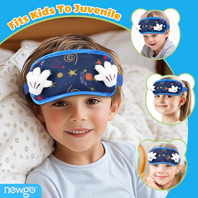 NEWGO Head Ice Pack for Kids Fever, Cute Toddler Gel Ice Packs for Boo Boos Reusable, Cold Head Wrap for Kids Migraine Relief, Headaches, Injuries, Ice Mask for Face, Eyes