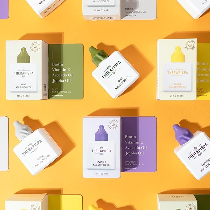 THERAPISPA Nail & Cuticle Oil with Avocado, Jojoba, Biotin & Vitamin E – Nail Growth & Repair Oil for Damaged Cuticles & Brittle Nails (Olive, 2.0 fl oz)