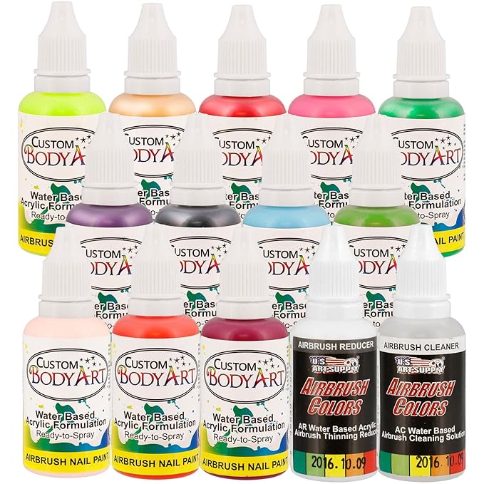 Custom Body Art 14-Bottle 12 Color Secondary Nail Paint Set