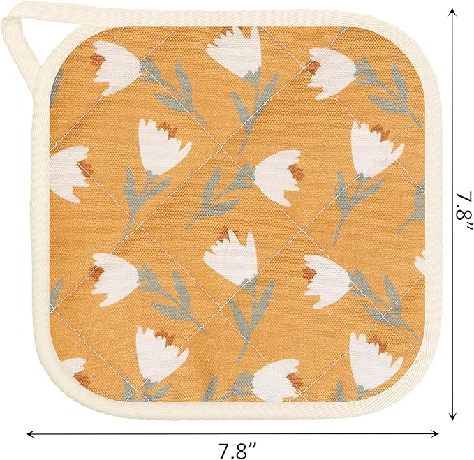 6 Pack Pot Holders 100% Cotton Heat Resistant Potholder, Machine Washable Pot Holder, Hot Pads, Table Pads for Cooking Baking (S)